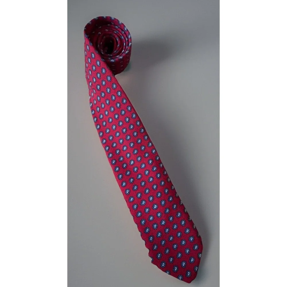 Brooks Brothers Neckwear Tie Red Blue Paisley AOP Pattern USA 100% Wool JBHS